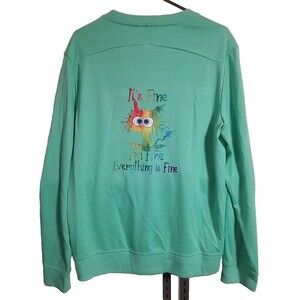 All‎ In Motion Sweatshirt Womens Medium Mint Green Graphic Back Upcycled NWOT